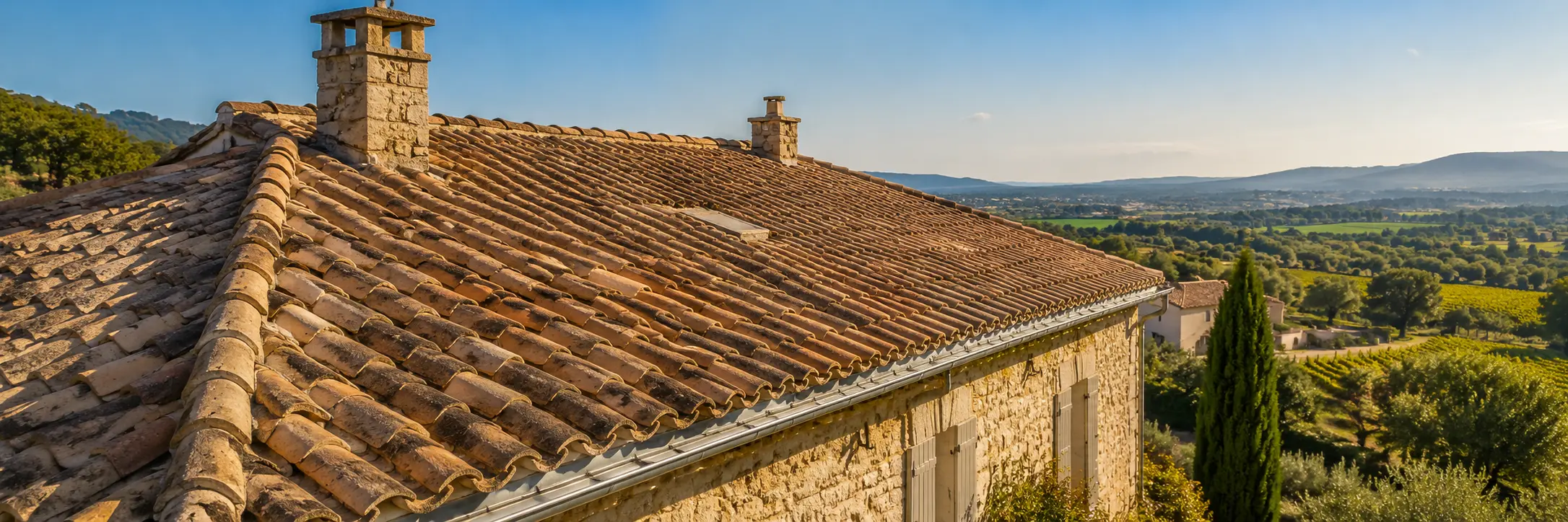Inspection de toiture par drone en Gard, vue aérienne détaillée des tuiles